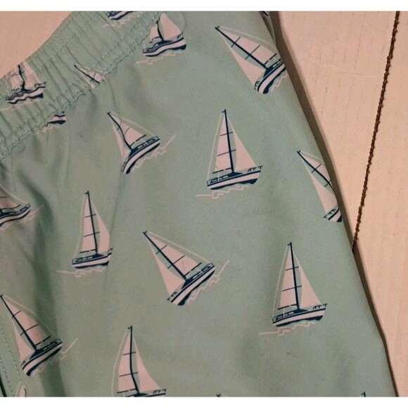 Elysian Supply Co Men’s XL Aqua Blue Sailboat Swim Trunks Drawstring Mesh Lined - Picture 4 of 5